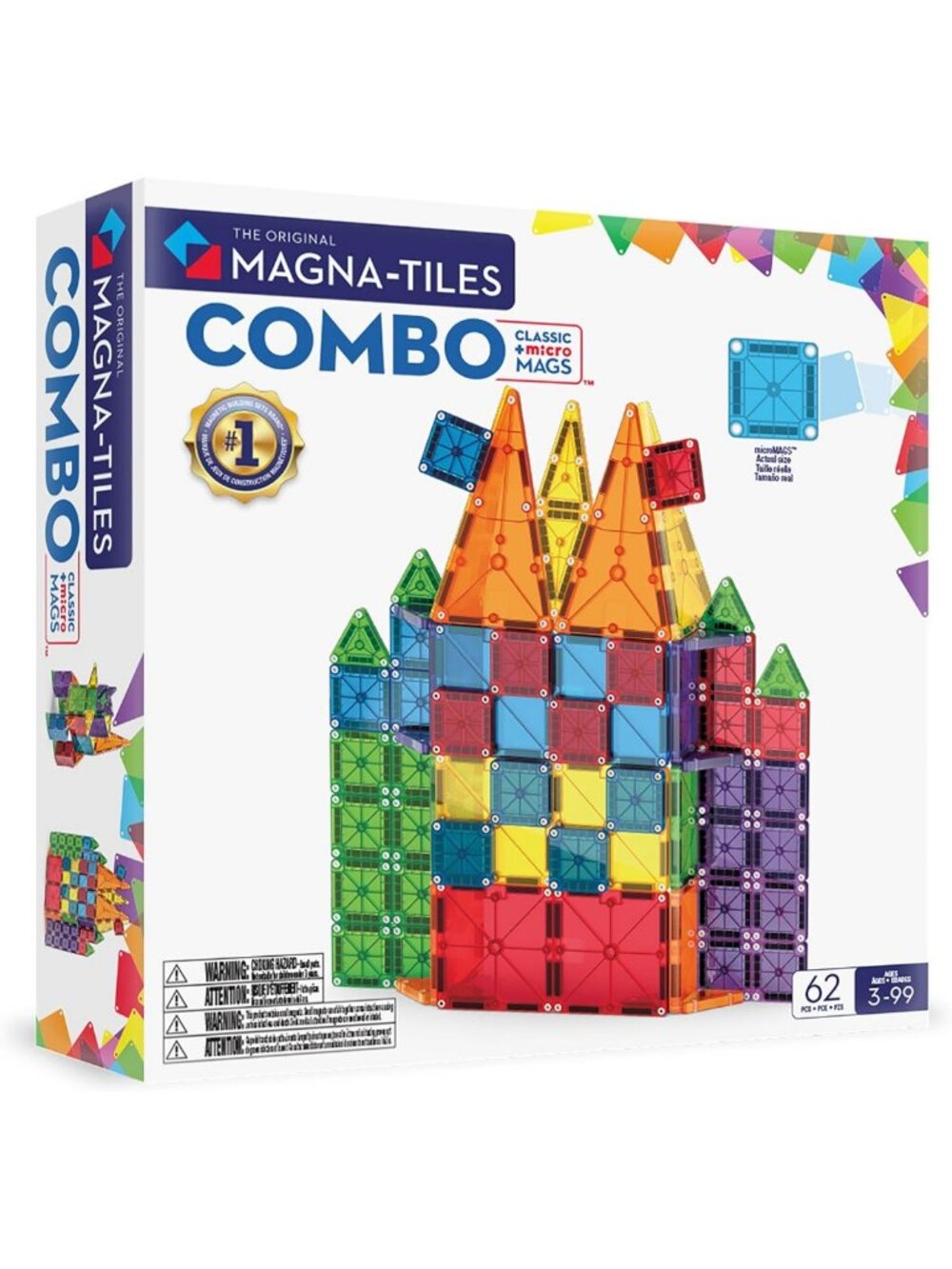62-Piece Magnetic Building Set - Colorful Construction Tiles for Creative Play